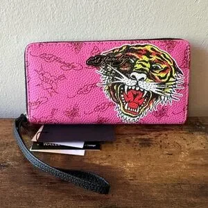 Ed Hardy | Bags | Ed Hardy Womens Pink Wallet Wristlet With Tiger
